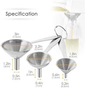 img 3 attached to 🍶 AIEVE Kitchen Funnel Set - Stainless Steel Funnels for Easy Bottle Filling - Small Funnels for Liquid and Dry Ingredients, Oil, Spices - Set of 3