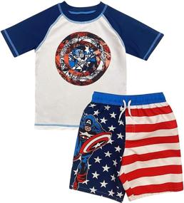 img 4 attached to 👕 Captain America Rashguard for Boys' Clothing - Protective Piece Guard