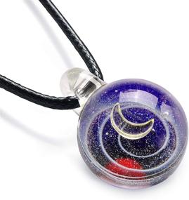 img 4 attached to XIANNVXI Fashionable Galaxy Glass Pendant Necklace: Unique Nebula Space Cosmos Glass Ball Bohemian Jewelry for Men, Women, Boys & Girls