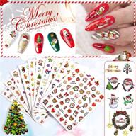 🎅 5d glitter christmas nail stickers - self-adhesive holiday diy nail art decals with winter xmas patterns: santa, elk, snowflake, snowman - stereoscopic nail sticker decoration for women, girls, kids - 10 sheets of multi-size decals logo