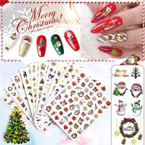 img 4 attached to 🎅 5D Glitter Christmas Nail Stickers - Self-Adhesive Holiday DIY Nail Art Decals with Winter Xmas Patterns: Santa, Elk, Snowflake, Snowman - Stereoscopic Nail Sticker Decoration for Women, Girls, Kids - 10 Sheets of Multi-Size Decals