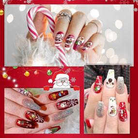 img 3 attached to 🎅 5D Glitter Christmas Nail Stickers - Self-Adhesive Holiday DIY Nail Art Decals with Winter Xmas Patterns: Santa, Elk, Snowflake, Snowman - Stereoscopic Nail Sticker Decoration for Women, Girls, Kids - 10 Sheets of Multi-Size Decals