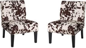 img 1 attached to 🐄 Christopher Knight Home Kassi Fabric Accent Chairs, Set of 2, Milk Cow Pattern