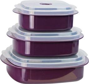 img 4 attached to 🍆 Reston Lloyd Calypso Basics 6-Piece Microwave Cookware, Steamer, and Storage Set in Plum