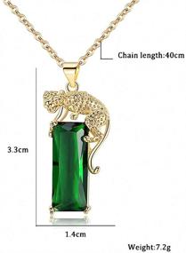 img 3 attached to 🐆 Women's Gold Leopard Pendant Necklace with Green Crystal Charm - Panther Animal Jewelry made of Copper