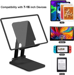 img 2 attached to 📱 Foldable Tablet Stand: Adjustable Holder for 7-15.6" Tablets, iPad Pro, Samsung Tab, Kindle - Portable and Versatile