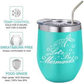 img 3 attached to 🧜 BOENFU Let's be Mermaids Wine Tumbler - BPA-Free Lid & Straw - Perfect Birthday Gifts for Women - Ideal for Christmas, Mother's Day, Valentine's Day - Wife, Mother, Her, Female, Friends - 12oz