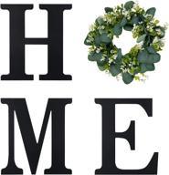 onepeng 12in farmhouse wall decor wood home sign with artificial eucalyptus for o rustic wooden home hanging letters decorative wall decor signs for living room house, 12''h x 11''w(black): stylish and versatile wall accent with eucalyptus detailing логотип