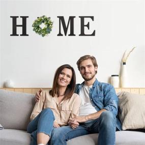 img 3 attached to ONEPENG 12in Farmhouse Wall Decor Wood Home Sign with Artificial Eucalyptus for O Rustic Wooden Home Hanging Letters Decorative Wall Decor Signs for Living Room House, 12''H x 11''W(black): Stylish and Versatile Wall Accent with Eucalyptus Detailing