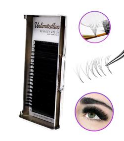 img 3 attached to 💯 Get Easy Fan Lashes 20 Row Eyelash Extensions (10-15mm, D 0.07): Voluminous, Accurate Curl, Easy to Remove, with Foil Strip and Unlimited Lash Options