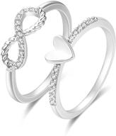 💍 cubic zirconia heart infinity rings for women - stackable wedding bands and forever knot trendy ring in 925 sterling silver logo