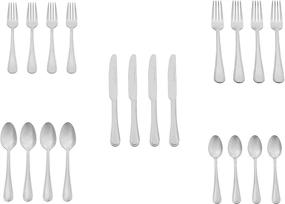 img 1 attached to 🍴 20-Piece Stainless Steel Flatware Set with Pearled Edge by Amazon Basics - Service for 4