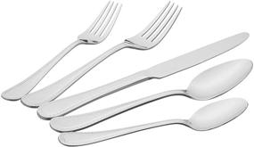 img 3 attached to 🍴 20-Piece Stainless Steel Flatware Set with Pearled Edge by Amazon Basics - Service for 4