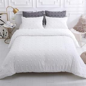 img 4 attached to LUXURY LUCKYBULL Tufted Comforter Set: Premium 3-Piece Full Size Bedding with Jacquard Lightweight Comforter and Chenille Dots Soft All Season Down Alternative - White