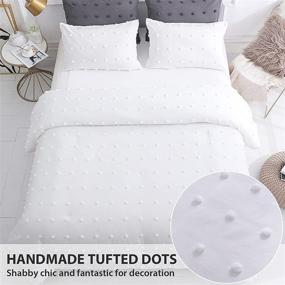 img 2 attached to LUXURY LUCKYBULL Tufted Comforter Set: Premium 3-Piece Full Size Bedding with Jacquard Lightweight Comforter and Chenille Dots Soft All Season Down Alternative - White