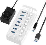 orico 7-port usb hub 3.0 with ac adapter, on/off switches, ideal for desktop computers, pcs, imacs, mobile hdds, and flash drives logo