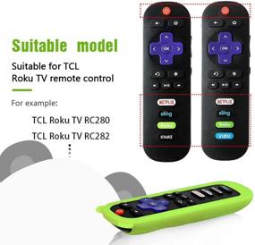 img 1 attached to 🐼 Glow Green Cute Panda Ear Silicone Case - Anti-Slip Shockproof Soft Skin Cover for TCL Roku TVs and Roku Players Remote Controller