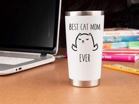 img 2 attached to Cat Mom Gifts for Women: Funny 20oz Travel Mugs/Tumblers for Coffee/Tea - Ideal Cat Themed Things & Crazy Cat Lady Gifts