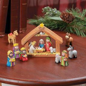 img 1 attached to 🎄 Mini Christmas Nativity Set - 9 Piece Manger Decoration with 8 Resin Figurines - 5" x 6" Manger, 2" Figures for Kids