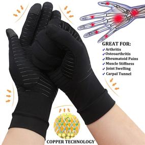 img 2 attached to 🧤 2-Pair Pack of Full Finger Copper Compression Gloves for Arthritis - Women & Men. Relieve Pain, Swelling, Rheumatoid, and Offer Everyday Hand Support. Size: Medium.