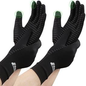 img 4 attached to 🧤 2-Pair Pack of Full Finger Copper Compression Gloves for Arthritis - Women & Men. Relieve Pain, Swelling, Rheumatoid, and Offer Everyday Hand Support. Size: Medium.