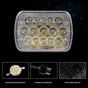 img 3 attached to Upgrade Your Jeep with JEEP 5x7inch 45W LED Headlights - Perfect Replacement for Wrangler YJ Cherokee XJ Trucks - Includes 9003 HB2 Harness