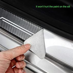 img 1 attached to 🚗 Yousthka 4pcs/Set Carbon Fiber Textured Leather Car Door Sill Protector Stickers for Toyota Rav4 - Ultimate Door Entry Guard