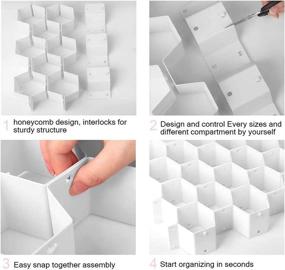 img 1 attached to Aoolife Honeycomb Drawer Divider Storage - 2 Set (White): Organize Underwear, Socks, Ties, Belts, and Scarves Efficiently