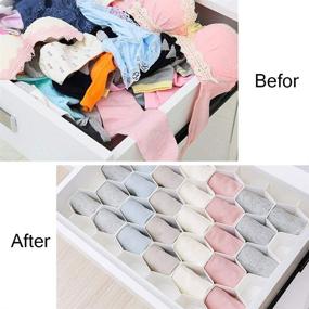 img 2 attached to Aoolife Honeycomb Drawer Divider Storage - 2 Set (White): Organize Underwear, Socks, Ties, Belts, and Scarves Efficiently