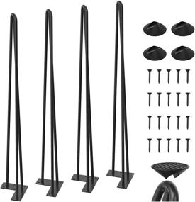 img 4 attached to 🪑 WINSOON Hairpin Counter Bar Height Table Legs 34 Inch Tall - Set of 4 Pack Metal Furniture Legs for Wooden Desk - Hair Pin Design (34 Inch 3-Rod Black) - Sturdy and Stylish Table Legs for Elevated Furniture