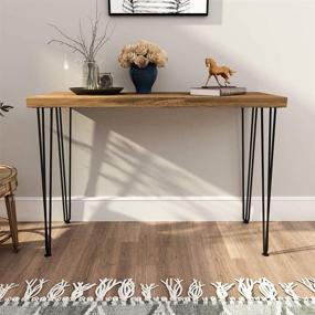 img 3 attached to 🪑 WINSOON Hairpin Counter Bar Height Table Legs 34 Inch Tall - Set of 4 Pack Metal Furniture Legs for Wooden Desk - Hair Pin Design (34 Inch 3-Rod Black) - Sturdy and Stylish Table Legs for Elevated Furniture