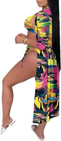 img 1 attached to 👙 Viottiset - Women's High Waist Bikini Maxi Swimsuit Cover up with Printed Design (3-Piece Set)