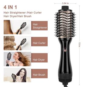 img 3 attached to 🎨 2021 Updated 4-in-1 Hair Styling Tool: One Step Hair Dryer & Volumizing Hot Air Brush, Ceramic Straightener Brush, Curler & Hot Comb - Black