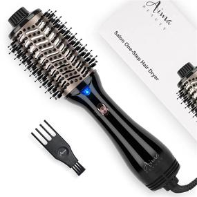 img 4 attached to 🎨 2021 Updated 4-in-1 Hair Styling Tool: One Step Hair Dryer & Volumizing Hot Air Brush, Ceramic Straightener Brush, Curler & Hot Comb - Black