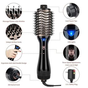 img 2 attached to 🎨 2021 Updated 4-in-1 Hair Styling Tool: One Step Hair Dryer & Volumizing Hot Air Brush, Ceramic Straightener Brush, Curler & Hot Comb - Black