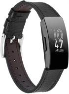 🔗 impawfan leather bands - compatible with fitbit inspire 2/ inspire/ inspire hr, classic wristbands - accessories replacement bracelet strap for fitbit inspire fitness tracker - women men, black logo