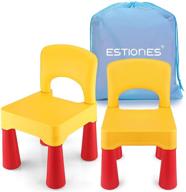 🟡 estiones kids chair, toddler chair, ergonomic design, eco-friendly durable plastic, for indoor or outdoor use, boys and girls (lemon yellow) logo