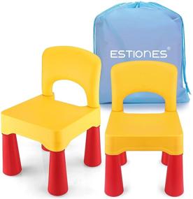 img 4 attached to 🟡 ESTIONES Kids Chair, Toddler Chair, Ergonomic Design, Eco-Friendly Durable Plastic, for Indoor or Outdoor Use, Boys and Girls (Lemon Yellow)