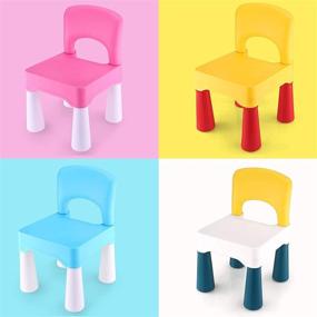 img 2 attached to 🟡 ESTIONES Kids Chair, Toddler Chair, Ergonomic Design, Eco-Friendly Durable Plastic, for Indoor or Outdoor Use, Boys and Girls (Lemon Yellow)