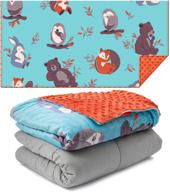 🌙 sleepy animals weighted blanket for kids - sweetzer & orange 7lbs heavy blanket, ideal for 58-88lb children - warming and cooling weighted comforter with minky cover logo