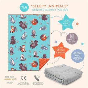 img 3 attached to 🌙 Sleepy Animals Weighted Blanket for Kids - Sweetzer & Orange 7lbs Heavy Blanket, Ideal for 58-88lb Children - Warming and Cooling Weighted Comforter with Minky Cover