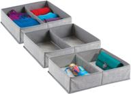 🗂 mdesign soft fabric drawer organizer bin for lingerie, bras, socks, leggings, clothes, purses, scarves - 2 section tray, 3 pack логотип