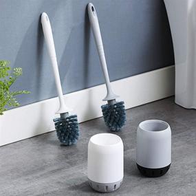 img 2 attached to 🚽 Silicone Bristle White Toilet Bowl Brush and Holder Set - WeTest LJ-ZXX-101901