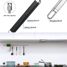 img 2 attached to Electric Lighter USB Rechargeable with LED Display, 360° Flexible Neck - Flameless Long Lighter for Kitchen Grill (2 Pack, Black & Silver)