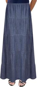 img 1 attached to 👗 Baby'O Women's Ankle Length Tiered Long Denim Prairie Skirt: Timeless Style with a Feminine Twist
