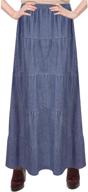 👗 baby'o women's ankle length tiered long denim prairie skirt: timeless style with a feminine twist logo