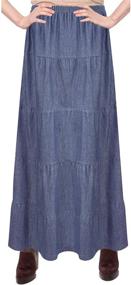 img 4 attached to 👗 Baby'O Women's Ankle Length Tiered Long Denim Prairie Skirt: Timeless Style with a Feminine Twist