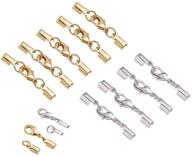 📿 ph pandahall 20 sets brass fold over cord end caps with lobster claw clasps, terminators and crimp end tips - necklace cord ends for jewelry making in silver and golden logo