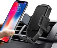 📱 universal car phone holder - easy one-hand operation, gravity auto-locking system for 3-6 inch screen smartphone & other devices - black logo