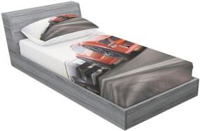 img 2 attached to 🚗 Ambesonne Cars Fitted Sheet & Pillow Sham Set - Sports Car Competing on Highway Chasing Another Team Champion Win - Fast Life Image - Decorative Printed 2 Piece Bedding Decor Set - Twin Size - Grey Red